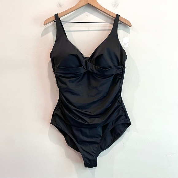 Swimsuits For All Twist Front V-Neck One Piece Swimsuit - Picture 2 of 13